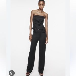 Zara black satin effect straight leg pants. NWOT